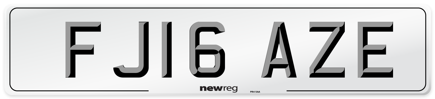 FJ16 AZE Number Plate from New Reg